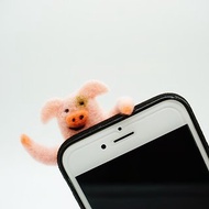 羊毛氈打招呼系列手機殼 招手粉紅小豬手機套保護殼 聖誕新年禮物