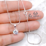 Kr silver สร้อยคอเงินแท้ (ยาว 18 นิ้ว)พร้อมจี้เงินแท้