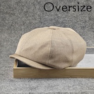 Newsboy Cap Classic Cotton-linen Vintage Big Size 61-62 Cm Cabbie Hat Flat Adjustable Beret Cap