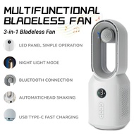 Bladeless Desk Fan with Night Light, USB Charging & Bluetooth, Cooling Small Fan
