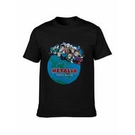 T-shirt Hetalia Axis Powers, hitam, anime, manga, Jepun, komik web, dunia kartun, untuk dewasa, saiz