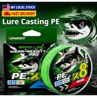 KENARDO 10-70LB 100M tali pancing braided line x8 PE Fishing Line Smooth Casting Tahan Geseran