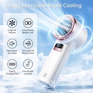 【TRIANGLE】 Turbo Handheld Fan 120 Speed LED Display 2400mAh Type-C Rechargeable Mini Cooling Fan Por