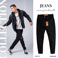 [HEN STORE MENSWEAR] Heboz D004 (D) slim ripped jeans, high quality denim men's ripped knee-length p