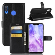 Litchi Leather Phone Case For Huawei Nova 3 / Nova 3i Wallet With Card Slot Holder Flip Case Cover