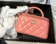 22a chanel 金屬柄長盒子 coral pink