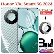 3in1 Honor X9c Smart 5G 2024 Hydrogel Film Front Carbon Fibre Back Full Cover Rear Camera Protective