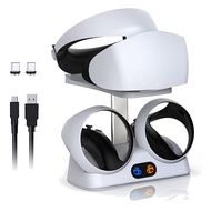 Charging Station for PSVR2 Controllers with Headset Holder Virtual Reality Charger Stand Dock for PS