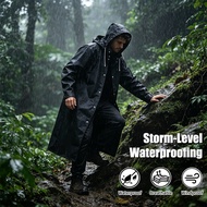 Black Overall Hooded Raincoats Long Windbreaker Style Raincoat Adult Thick Rain Poncho