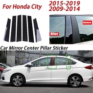 LT Honda City Glossy Black Car Door Window Center Column B C Pillar Post Sticker Trim Mirror Decorat