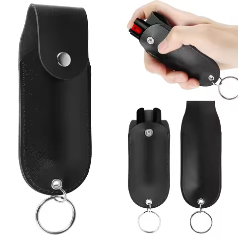 Pepper Spray Pouch PU Leather Pepper Spray Holster Mini Portable Top Flap Pepper Spray Holder Self D