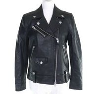 成色極佳： COACH 3725 黑色羊皮雙層絎縫機車夾克，帶logo紐扣，尺寸XS。正品。推薦女士穿著。