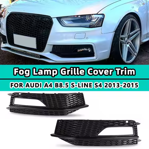 For Audi A4 B8 B8.5 S-Line S4 2012 2013 2014 2015 Fog Light Cover RS4 Style Honeycomb Front Bumper L
