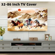 Eight Horse Illustration TV Cover 55-Inch 50-Inch 65-Inch Household Hanging LCD TV Dust Cover Dustproof Cover Towel 43-Inch Television Cover Dustcloth