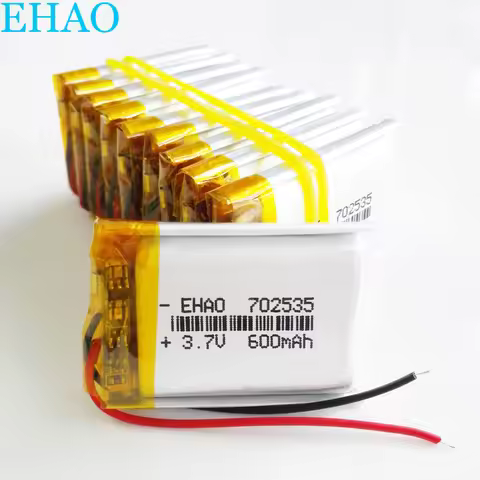 10 PCS 702535 3.7V 600mAh Lithium Polymer LiPo Rechargeable Battery For Mp3 GPS Bluetooth Ebooks Pow