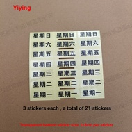 Tyk Pill Box Marking Sticker Morning Noon Evening Bedtime Transparent Sticker Pill Box Before Meal A