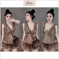 Women's Outfit Set Ruffled Robe with Fairy Tail Sleeves and Layered Lace Skirt Anan.clothing4