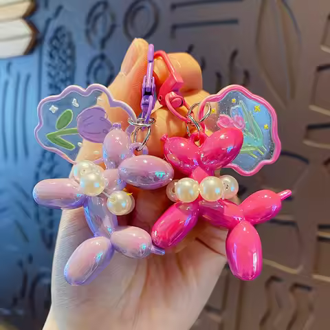 New Balloon Dog Keychain Models for Girls Sweet Ins Style Balloon Dog Phone Chain Key Buckle Accesso
