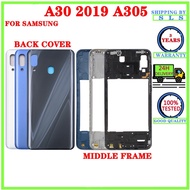 Back Cover Housing For Samsung Galaxy A30 A305 2019 LCD Middle Frame Bezel With Battery Cover Back Door Case