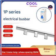 Copper Busbar 1P / 2P / 3P / 4P 1Meter Electrical Open Connection Row Circuit Breaker Busbar End Plu