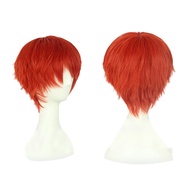 Misscoo Fate/Stay Night Emiya Shirou Cospaly Wig Short Fluffy Layered Red Orange Heat Resistant Synt