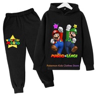 Game Super Mario Bros Boys Sets Cartoon Hoodies Anime Sweatshirt Girls Clothes Long Sleeve Pullover+pants