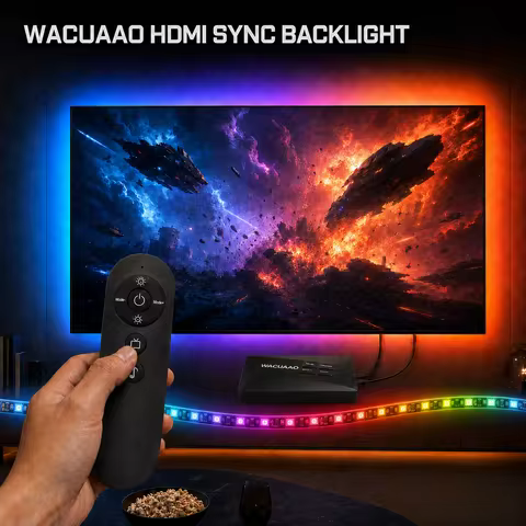 4K HDMI Sync Box TV Backlight RGBIC Ambient LED Strip Light for 40-85 Inch TV, Compatible with PS5/F