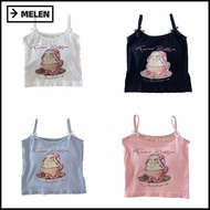MELEN Sleeveless Top,  Rabbit Print Graphic Tank Top, Cute Causal Gentle Sweet Vest Summer