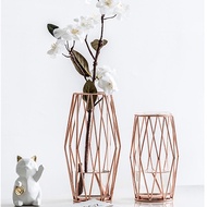shop Nordic Style Rose Gold Metal Luxury Vase Creative Hydroponic Container Vase Ornament Simulation