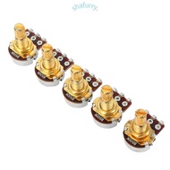 SHFY 5Pcs B500k Potentiometer Splined  Electric Guitar Bass Effect Amp Tone Volume