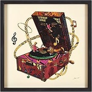 Empire Art Direct "Wind Up 78 "Hand-made dimensional music box art collage, under glass, encased on