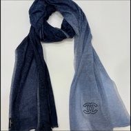 CHANEL香奈兒Cashmere 羊絨藍色漸變圍巾