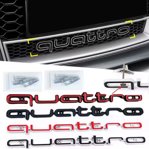 ABS Car Front Grille Emblem for Audi Quattro Logo RS6 RS7 A6 A3 A4 A5 A7 A8 Q3 Q5 Q7 RS3 RS4 RS5 Bad