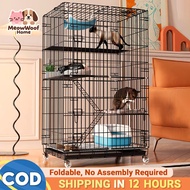 【5Y Warranty】SPACE SAVER for Condo Cats - Slim Fold 2/3/4-Tier Cage with Ladder & Tray