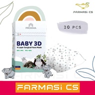 PROXIMA Baby 3D 4 Layer Surgical Face Mask (Lippo Hippo) 20pcs [kids, 4 ply, adjustable, earloop]