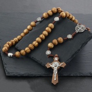 GANTUNGAN INRI Rosary Wooden Men's Cross Necklace High Quality Jesus Cross Rosary Necklace/ - Men Cr