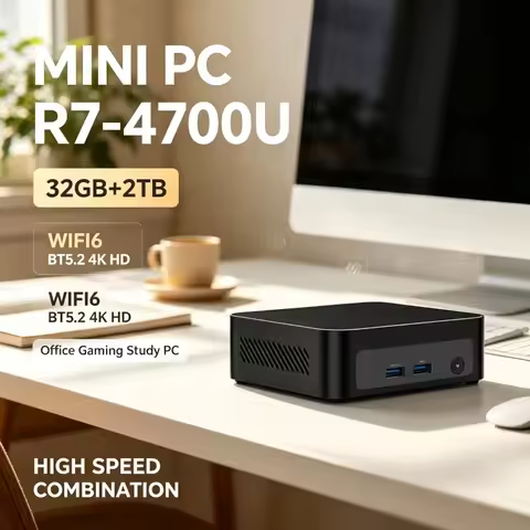 Ryzen 7 4700U Mini PC Series Office Desktop Computer WiFi6 Support 4K Video Display Compact Business