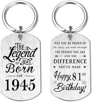 81st Birthday Gifts for Men 1944, Happy 81st Birthday Keychain, 81 Year Old Birthday Gifts for Women