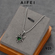 AIFEI JEWELRY Perak Rantai Love Original Pendant Silver Accessories Necklace Perempuan For Women Leher 925 純銀項鏈 Korean Chain Emerald Fashion Sterling N33