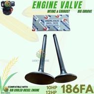 Engine Valve Intake, Exhaust 186FA 10HP, 12HP Air Cooled Diesel Engine