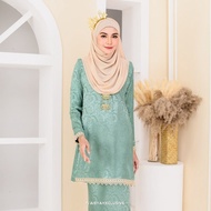BAJU RAYA 2024 BAJU KURUNG MODEN LACE EMBOSS BLACK SALMON PEACH MINT GREEN EMERALD GREEN SAGE CHAMPA
