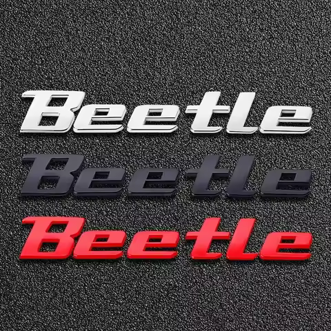 3D Metal logo Sticker Beetle Emblem Badge Chrome Black Red Letter Decal For Volkswagen VW Beetle Rea