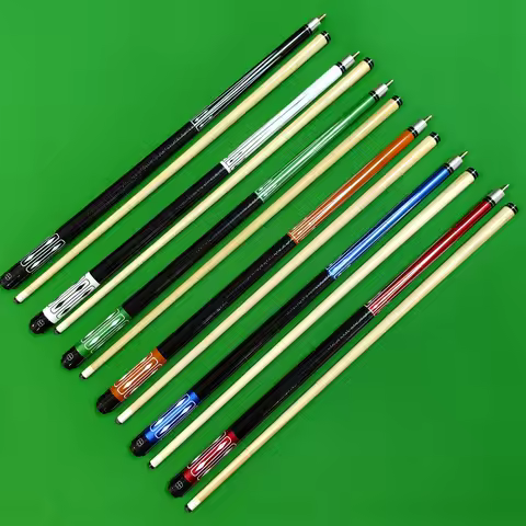 1/2-pc Billiard cue, 57inch (145cm). 19-21oz, 13mm. Maple wood shaft, Leather Painting hand grip wit