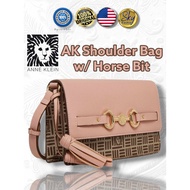 Original Anne Klein Shoulder Bag with Horse Bit PU Leather Pink/Brown