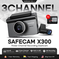 SAFECAM X300 WIFI 3-Channel Dashcam 1080P Front + 720P Inner + 720P Rear Dashcam WIFI Control 24-H