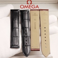 OMEGA ปรับให้เข้ากับสายนาฬิกา Omega ด้วยหนังแท้ผู้ชายและผู้หญิง Butterfly Flying Seamaster Speedmaster โซ่แท้หรูหราดั้งเดิม