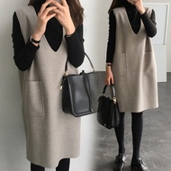 outfit woman set casual outfit set for woman outfit woman [Ready Stock] Woolen Vest Dress Autumn Win