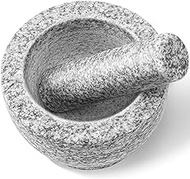 Granite Mortar and Pestle Set | Gray Granite | Stone Spice Grinder | Stone Grinder Bowl for Guacamole, Salsa, Herb Crusher, Grind and Crush Spices and Nuts to Release Flavor - Holds 2 Cups