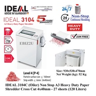 IDEAL 3104 C 4x40mm Oiler Non Stop A3 Heavy Duty Paper Shredder Cross Cut 27 sheets 120 Liters 3104C