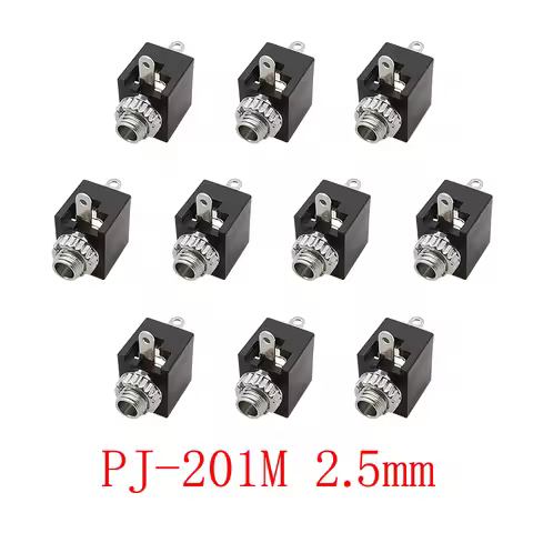 10Pcs PJ-201M 2.5mm Jack Headphone Mono Channel Female Socket Audio Headphone Solder Type Connector 